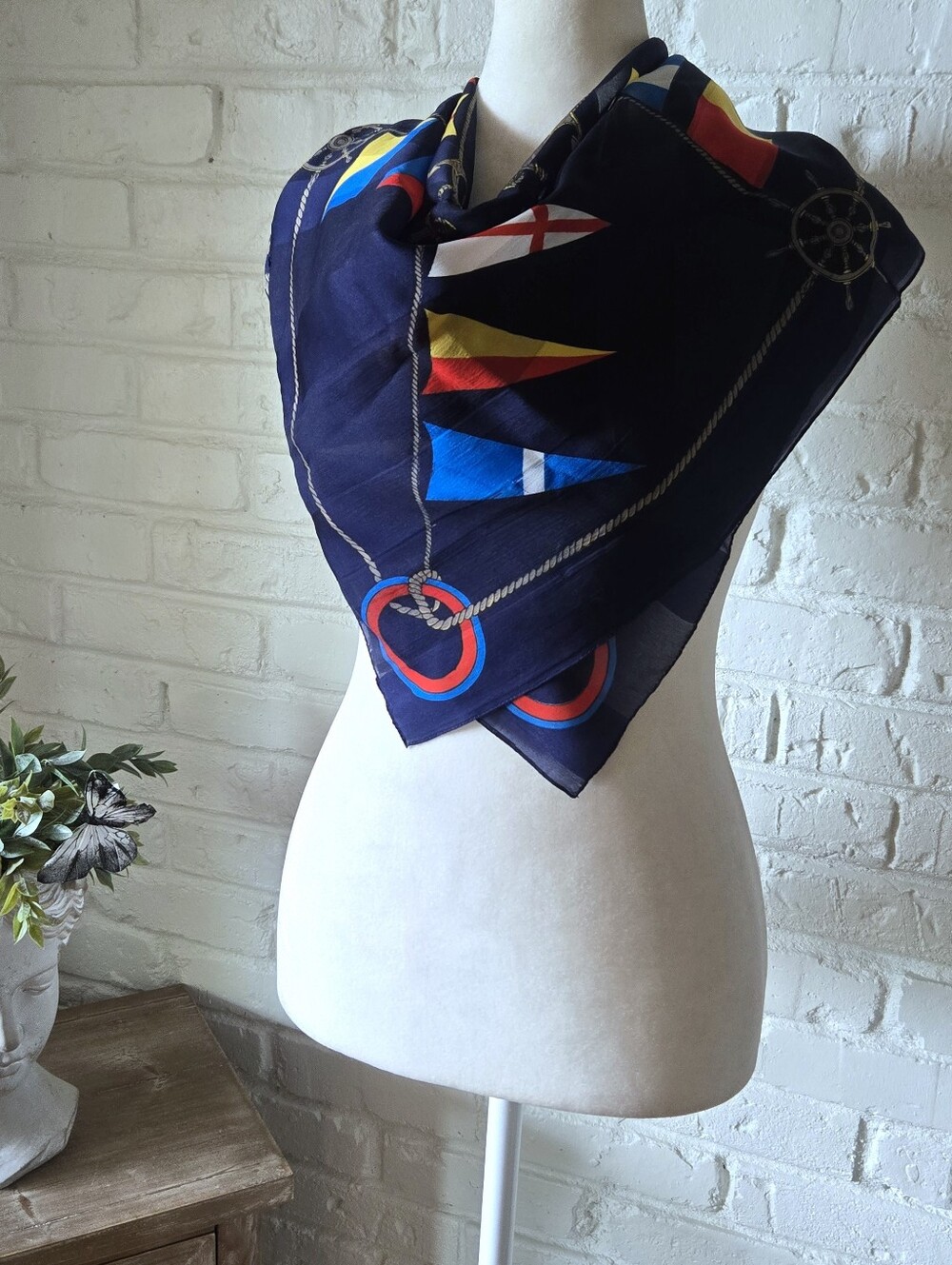 Vtg Silk Square Maritime/Nautical Theme Scarf, 30", Cruise, Travel, Vacation - Picture 4 of 12